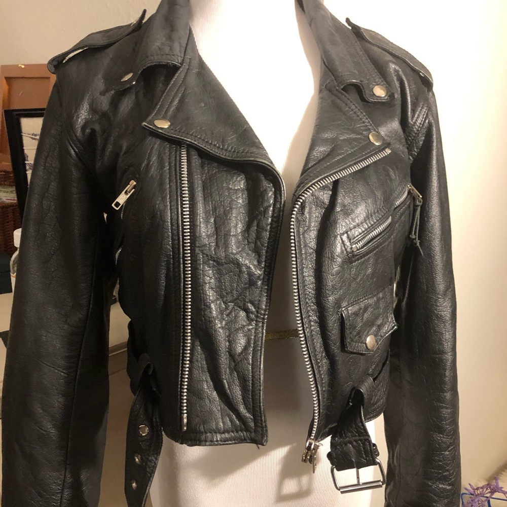 Vintage Crop Moto Jacket